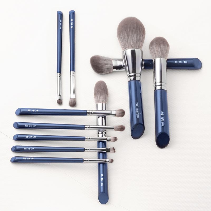 My Beauty Makeup Set - MyDestiny สีฟ้าสีฟ้าชุด kuas Rias และชุดอุปกรณ์11ชิ้นเส้นใยนุ่มพิเศษแปรงปัดแป้งอายแชโดว์รองพื้นสำหรับใบหน้าและดวงตา