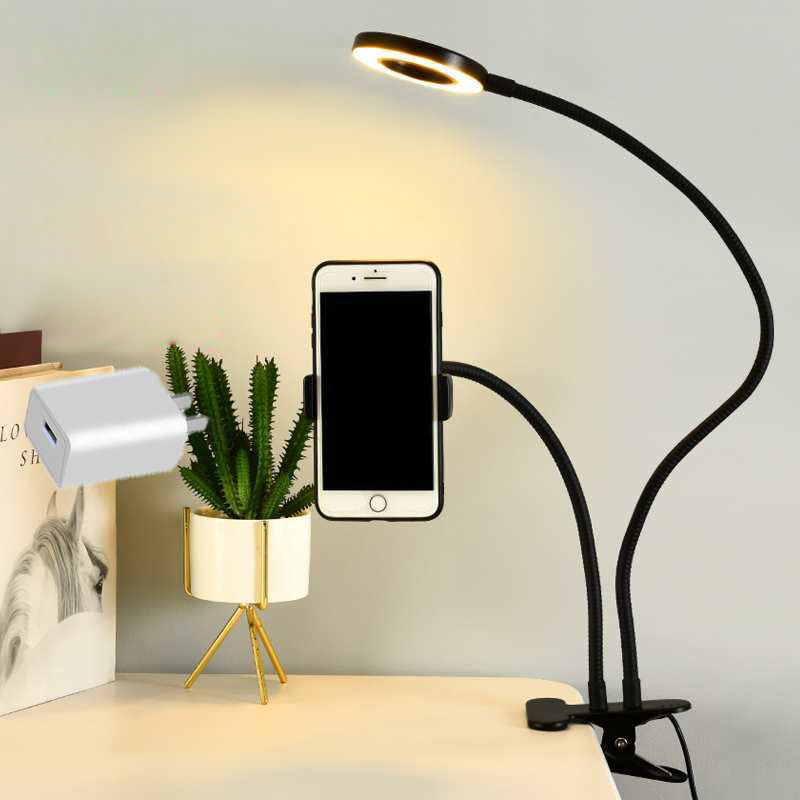 Led Ring Light - ที่วางโทรศัพท์มือถือแบบยืดหยุ่นสากลพร้อมไฟวงแหวนเซลฟี่สํานักงาน Lazy Bracket โคมไฟตั้งโต๊ะไฟ LED สําหรับไฟเติมสตรีมสด