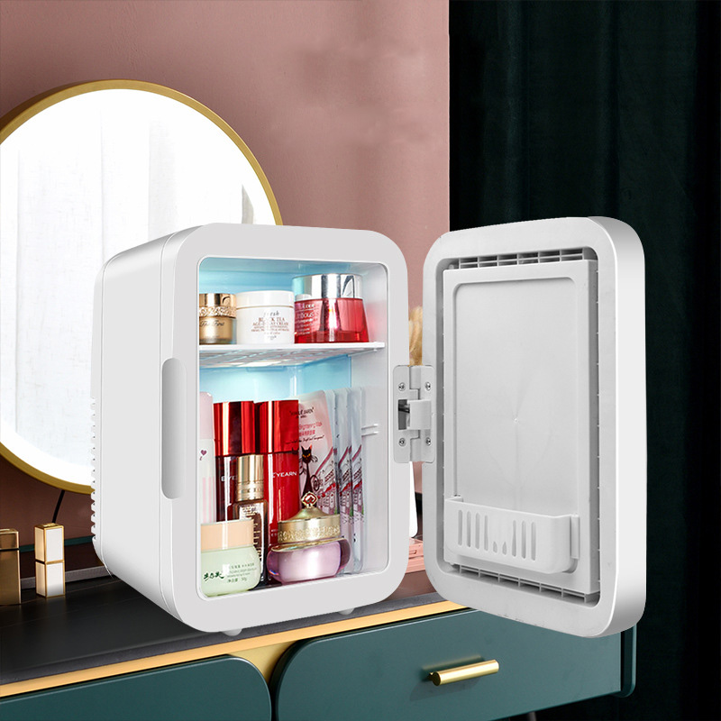 Beauty Makeup Fridge - 4L Mini เครื่องสำอางค์ตู้เย็นความงามแบบพกพาตู้เย็นแต่งหน้าตู้เย็นกระจก LED เครื่องทำความเย็นสำหรับรถบ้าน