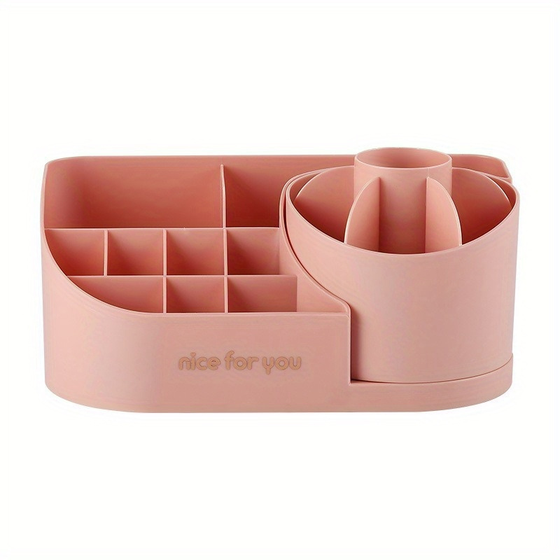 Beauty Makeup Tool Collection - กล่องทำความสะอาดแปรงแต่งหน้า 1 ชิ้น ชุดอุปกรณ์ทำความสะอาดฟองน้ำแต่งหน้า กล่องเก็บเครื่องสำอางแบบหลายช่อง กล่องเก็บผลิตภัณฑ์บำรุงผิวสำหรับวางบนโต๊ะ
