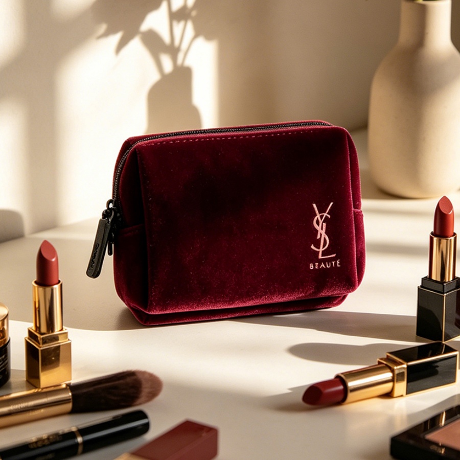 Ysl Beauty Makeup - กระเป๋า YSL’s Bag Wine Red Velvet