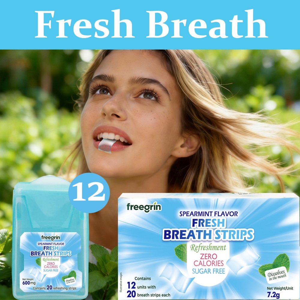 แผ่นอมรสเปียร์มิ้นต์ FREEGRIN  - Teeth Whitening Strips บทวิจารณ์และราคา