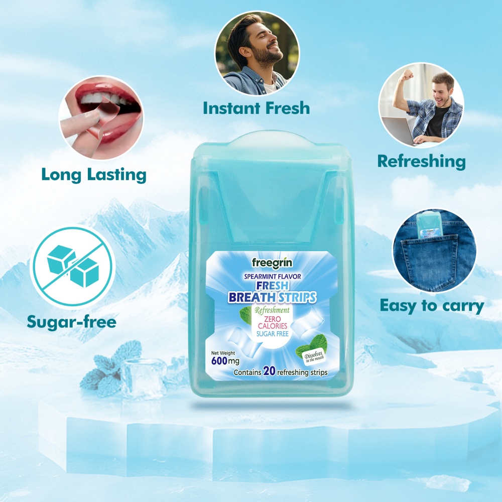 แผ่นอมรสเปียร์มิ้นต์ FREEGRIN  - Teeth Whitening Strips บทวิจารณ์และราคา