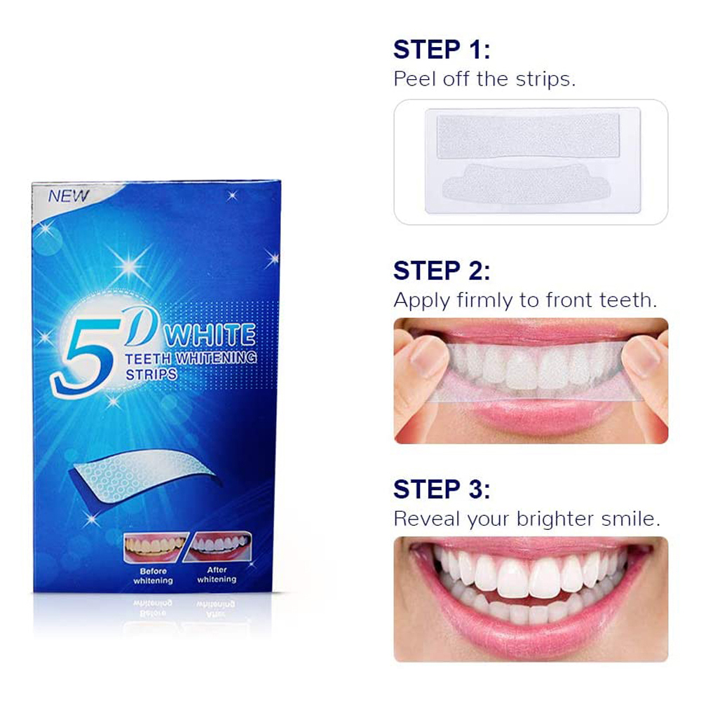 แผ่นฟอกสีฟันขาว 5D ไวท์เทนนิ่ง - Teeth Whitening Strips บทวิจารณ์และราคา